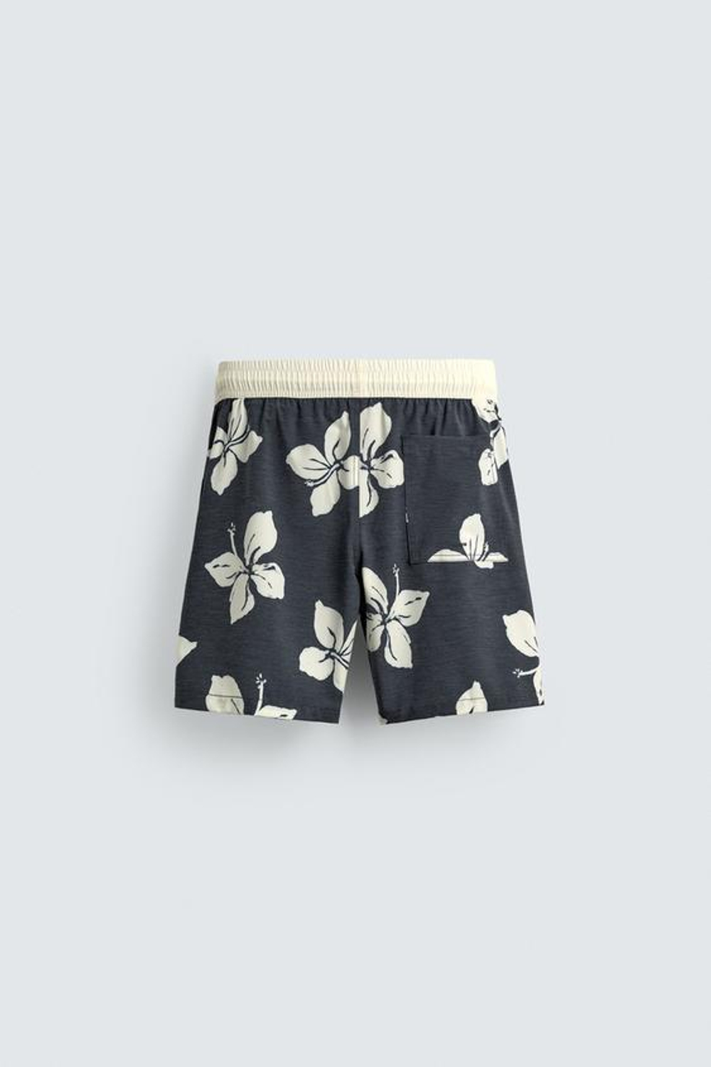 ZARA ДЛИННЫЕ ПЛАВКИ С ПРИНТОМ ГИБИСУС, МОРСКОЙ СИНИЙ