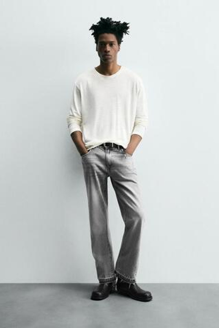 ZARA ДЖИНСЫ FLARED FIT, СЕРЫЙ
