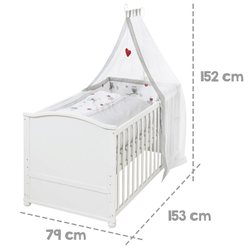 Детская кровать-трансформер Roba Lukas 70х140 c матрасом и комплектом 4-пр белый