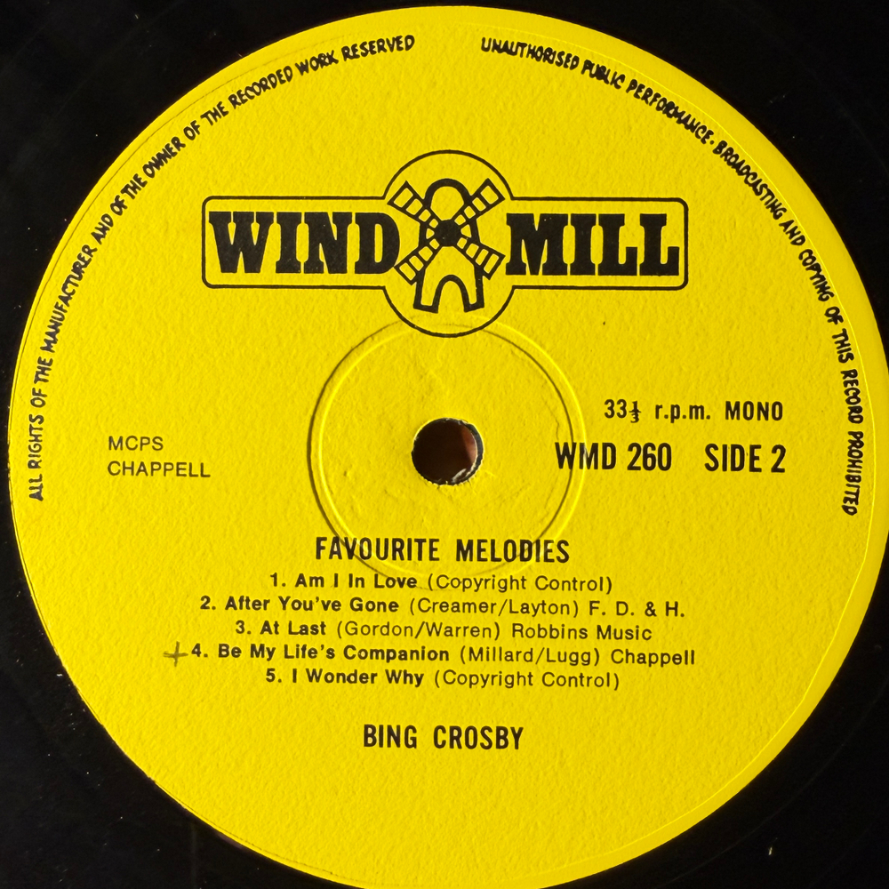 Bing Crosby ‎– Favourite Melodies (Англия) Т