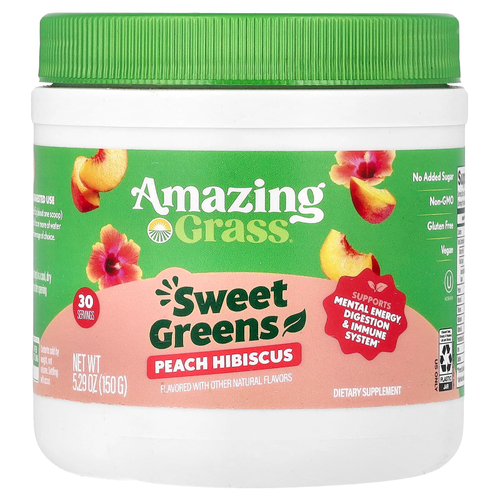 Amazing Grass, сладкая зелень, персик и гибискус, 150 г (5,29 унции)