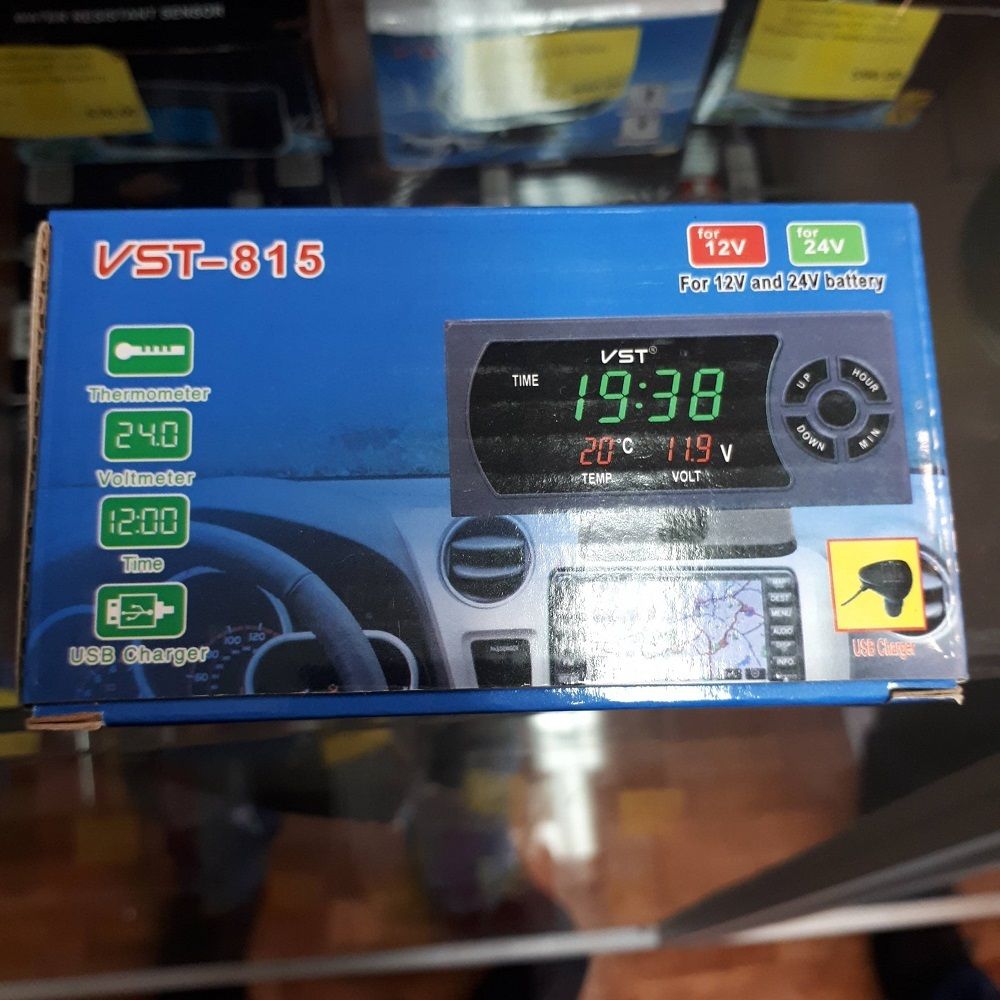 Автомобильные часы-термометр + вольтметр VST 815