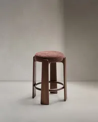 Барный табурет Granite из коричневой синели и массива ясеня с отделкой под орех