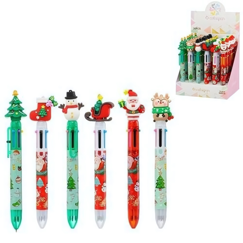 Авторучка 6 цв. детская "Новогодние" ассорти (Basir)