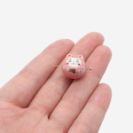 Бусина "Манэки-Нэко", 14,5мм, розовая, глазурированный фарфор