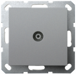 Розетка TV Φ9.5mm проходная с накладкой, цвет Алюминий