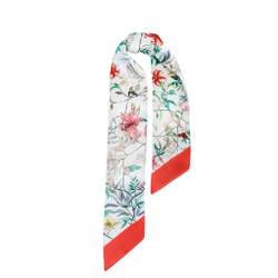 Шелковый твилли шарф Mollen Корсак красно-белый