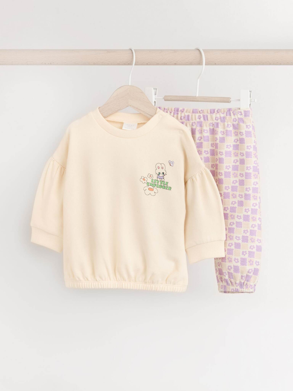 Свитшот и легинсы в комплекте для малышей Next B56-635, Бежевый, Светло-фиолетовый