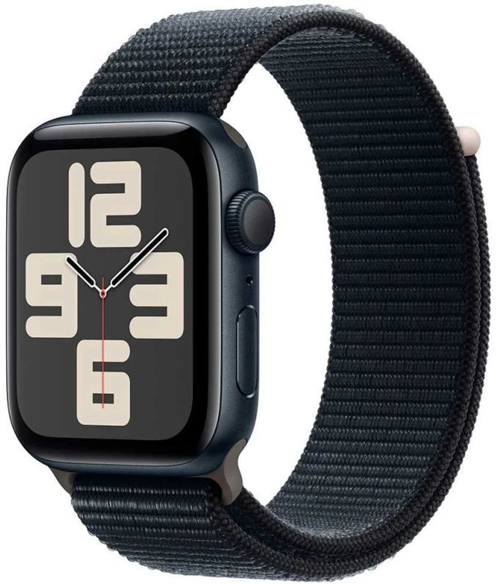 Apple Watch SE 2 (2024), 44 мм, Умные часы Корпус из алюминия цвета Темная ночь, Sport Loop Темная ночь (MXEK3))