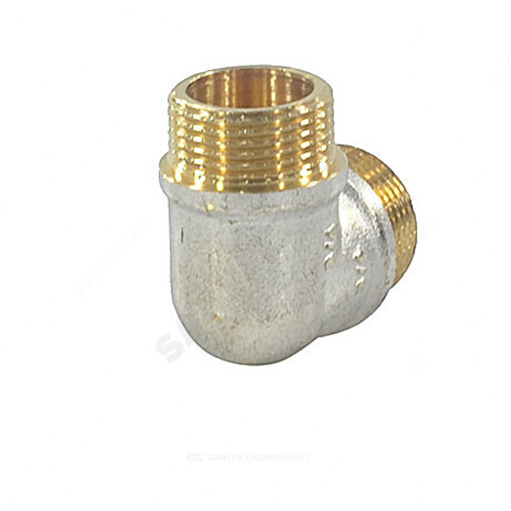 Угольник латунь никель реборда Ду 20 (3/4") НР/НР 9005 ГОСТ 32585-2013 Aquasfera 9005-02