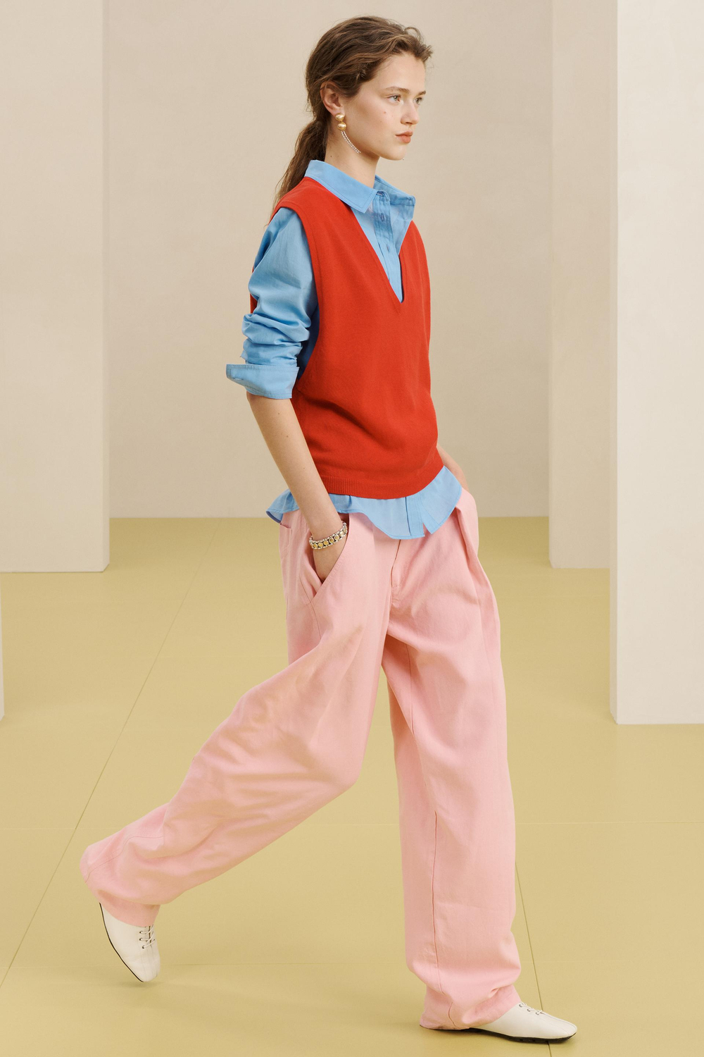 ZARA РУБАШКА С ДЛИННЫМИ РУКАВАМИ, СИНИЙ/БЕЛЫЙ