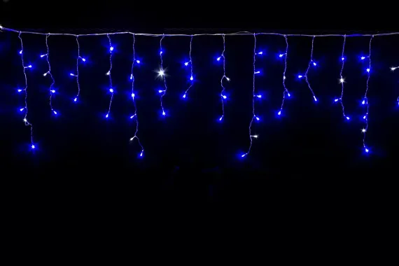 Светодиодная мерцающая бахрома 3*0.8 м., 220V, 100 синих LED ламп, прозрачный силикон, Winner Light (B.02.5T.100+)