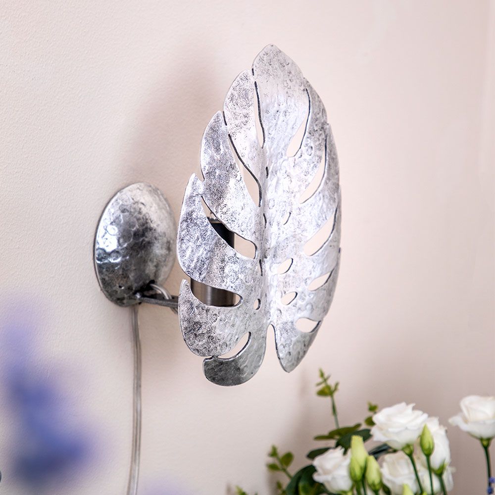 Бра настенный светильник Monstera Deliciosa (Монстера) Античное серебро