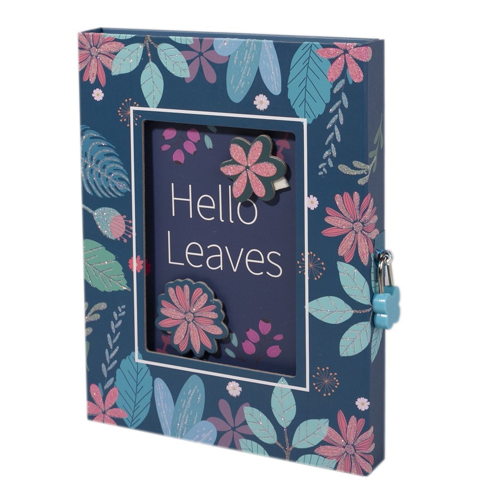 Записная книжка в футляре, А5, Alingar, замочек, "Привет листья-3"
