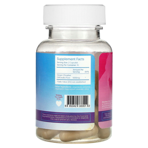 Preggie, Натуральный имбирь, 30 капсул (500 мг в каждой капсуле)