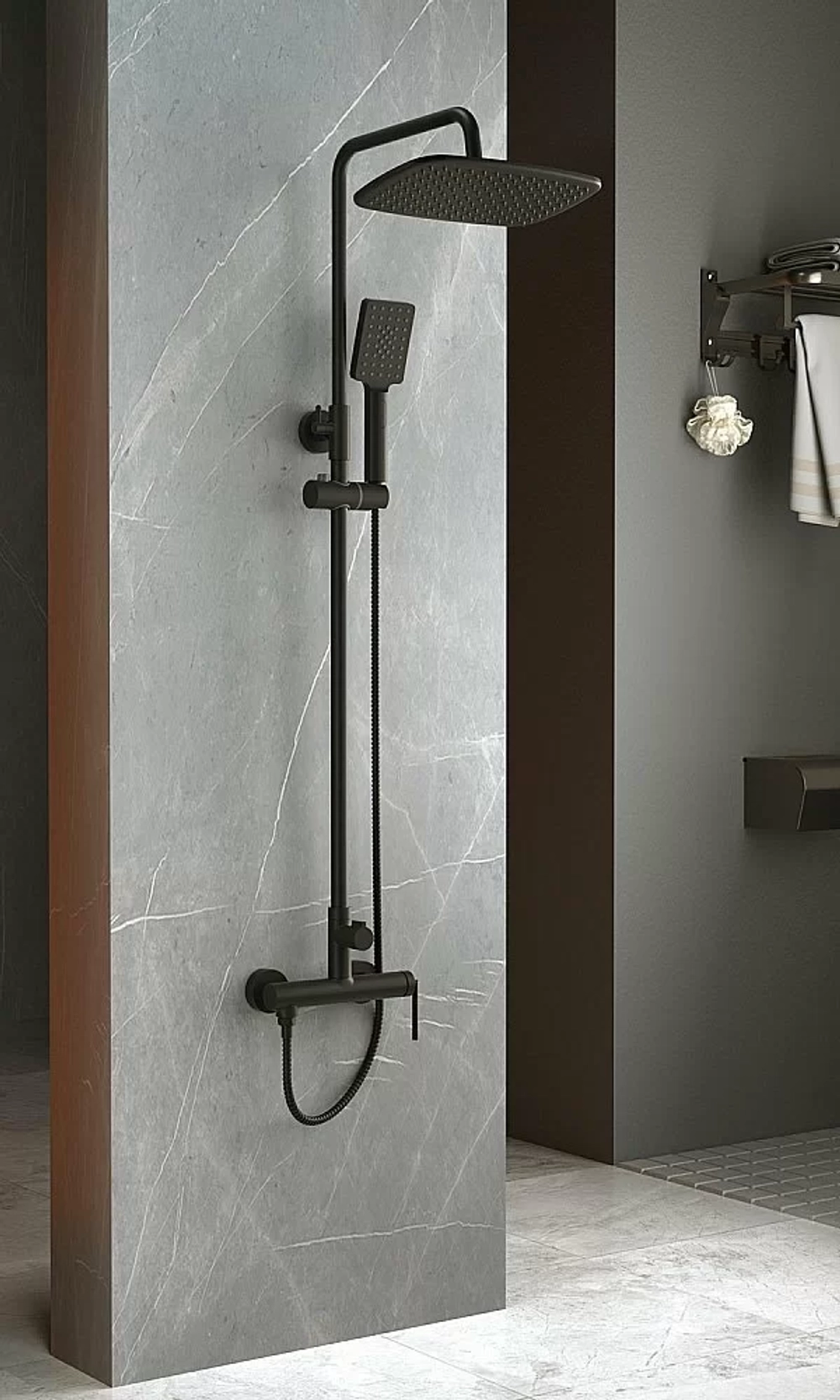 Душевая система BelBagno ACQUA DOCM-NERO черная матовая