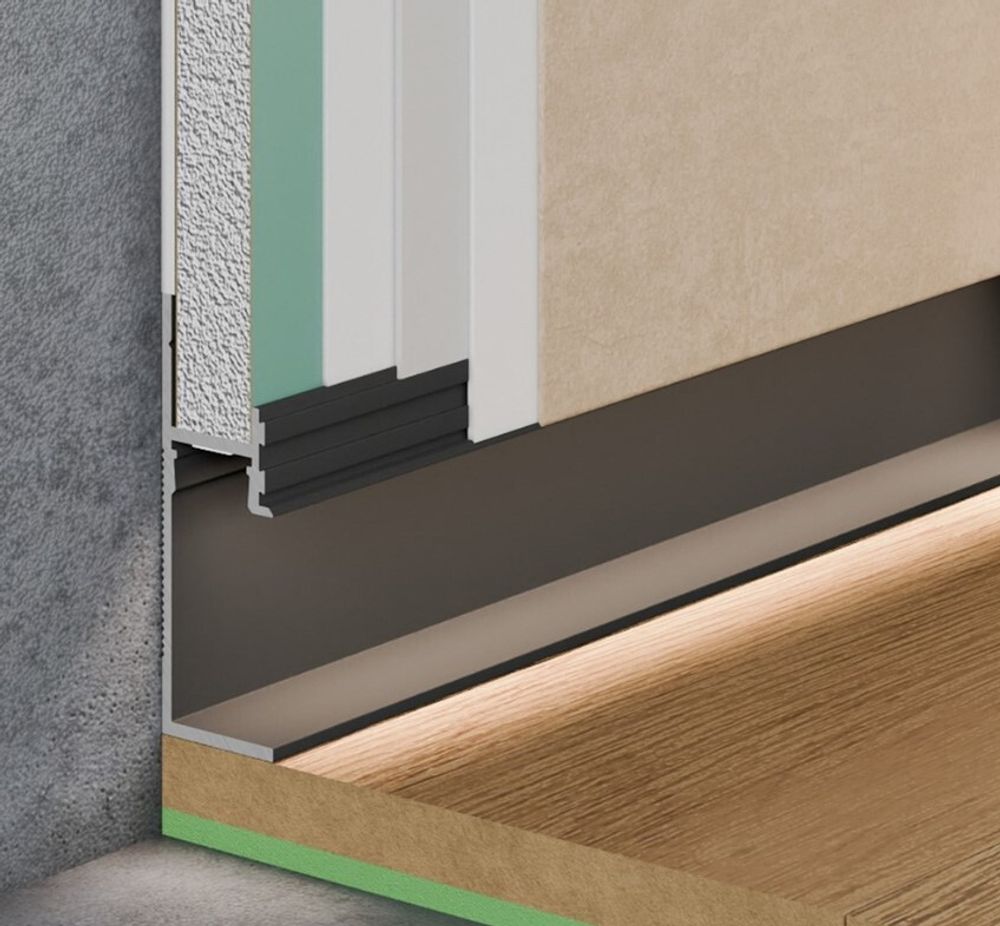 Теневой плинтус скрытого монтажа Pro Design 7210 черный, 2700x17,5x48,5 мм