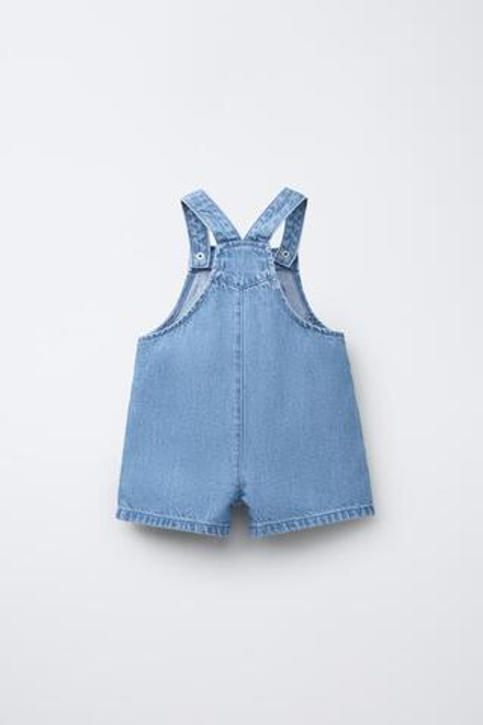 ZARA КОРОТКИЙ ДЖИНСОВЫЙ КОМБИНЕЗОН, СИНИЙ