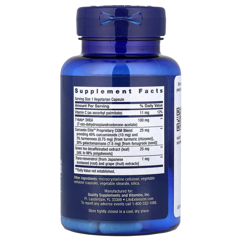 Life Extension, 7-Keto® DHEA Metabolite, 100 мг, 60 вегетарианских капсул