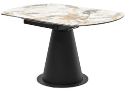 Стол TERAMO 135 GLOSS GRAND JADE SOLID CERAMIC, керамика, поворотн.механизм / Черный каркас, ®DISAUR