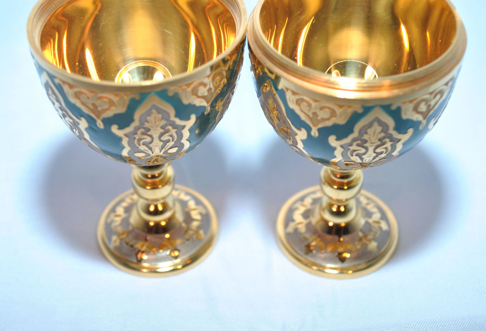 Сувенир "Яйцо-рюмки" с эмалью (Златоуст)