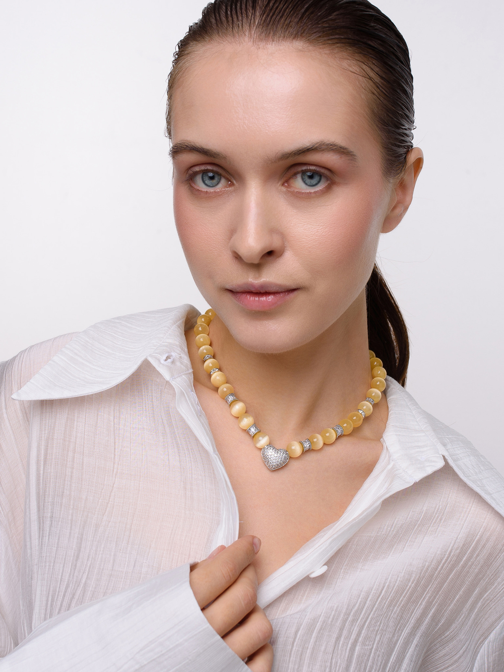 Колье "Summer heart" yellow Silver