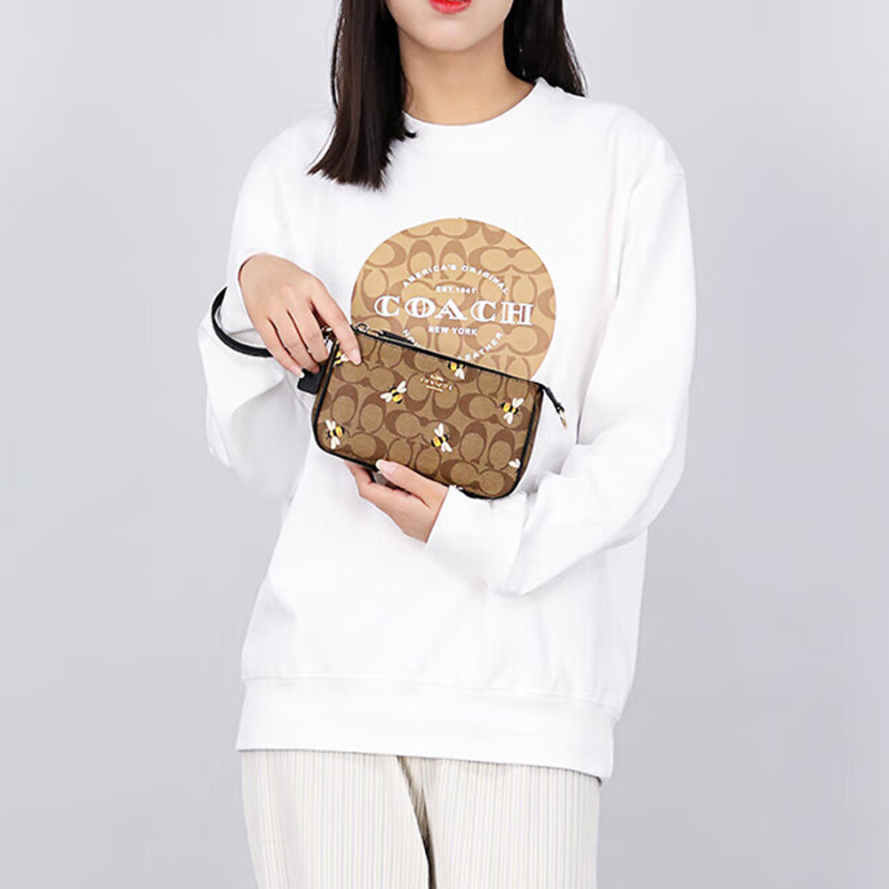 COACH Nolita Canvas Pochette, Shoulder Bag, Clutch Small Women"s Khaki