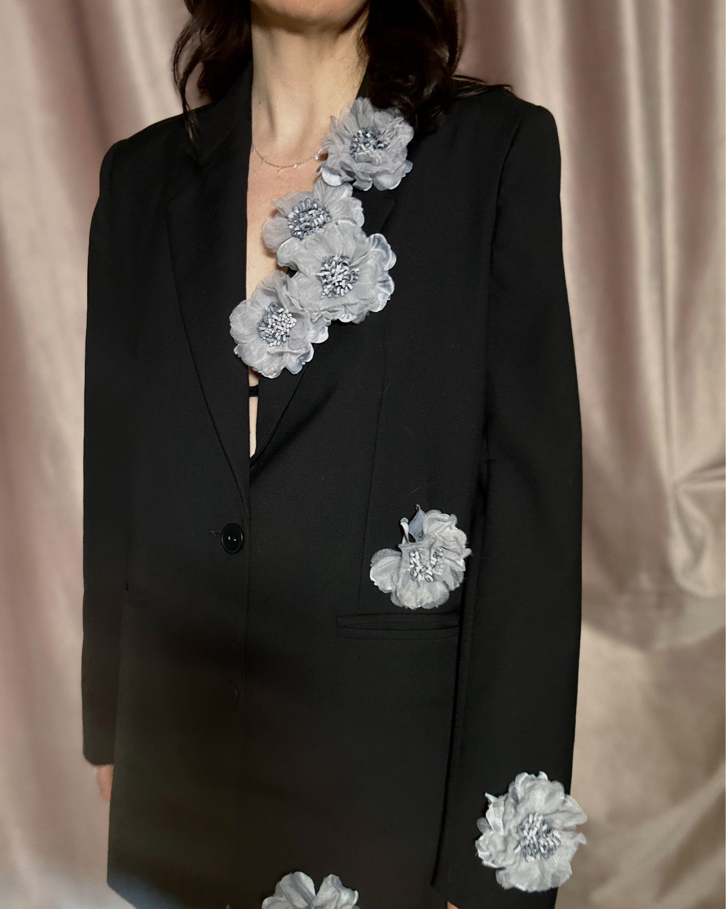 Пиджак оверсайз с цветами