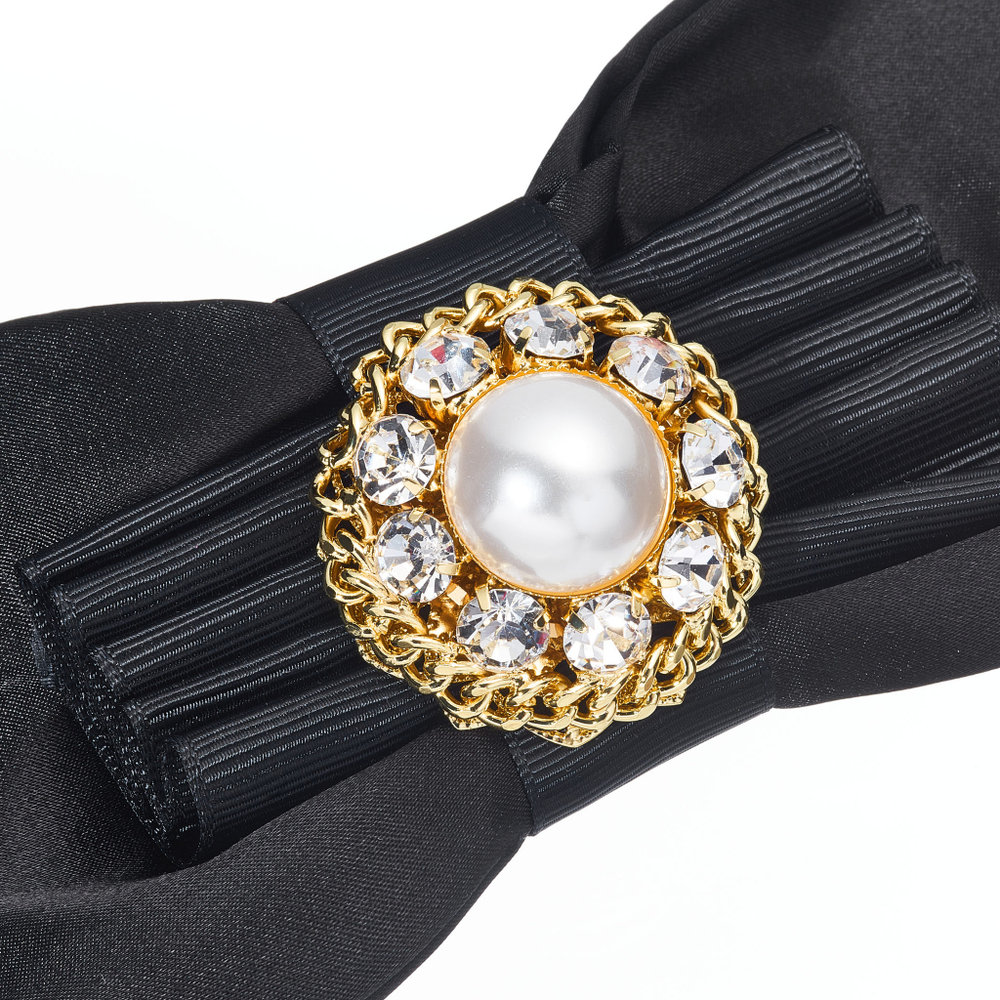 Заколка-бант, круг с жемчугом