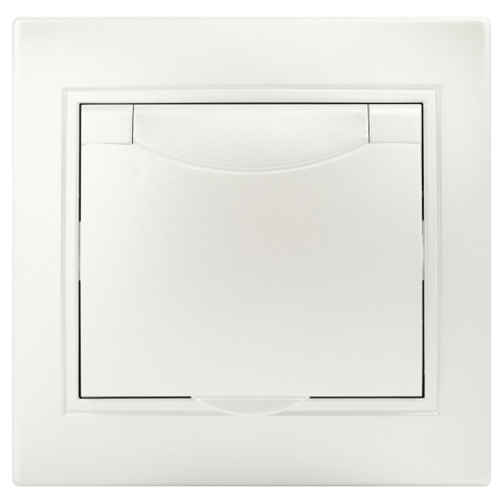 Розетка Intro Plano 1-203-06 с заземлением 2P+E Schuko с крышкой 16А-250В IP20 СУ перламутр