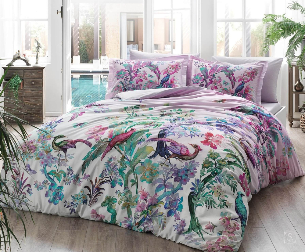 Комплект постельного белья ТАЧ Сатин Digital 1-спальный "GALENA" V01-Лиловый