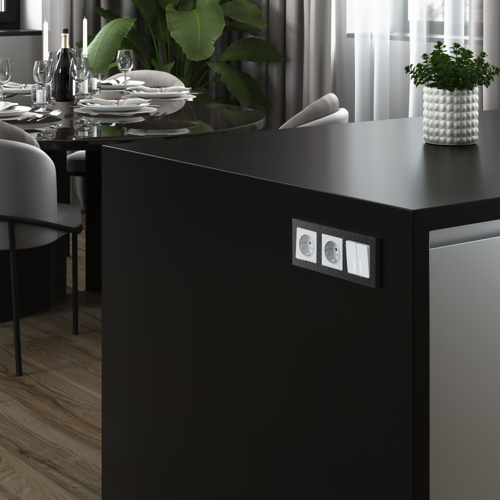 Выключатель двухклавишный (белый матовый)