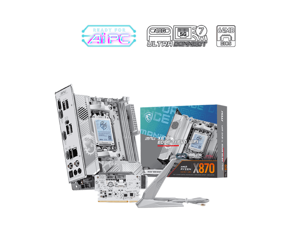 Материнская плата MSI MPG X870I EDGE TI EVO WIFI AM5 2xDDR5 2xSATA3 RAID M.2 HDMI 3xType-C mITX