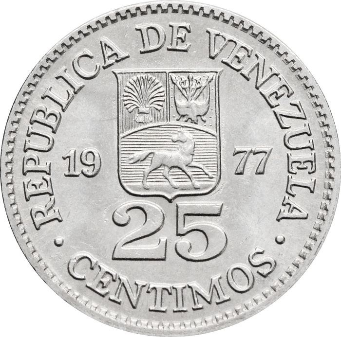 25 сентимо 1977 Венесуэла