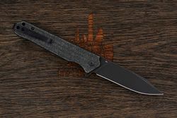 Нож складной QSP Mamba V2, клинок 89мм, сталь D2, рукоять микарта чёрная