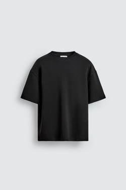 ZARA ТОЛСТОВКА RELAXED FIT ИЗ ИНТЕРЛОКА, ЧЕРНЫЙ