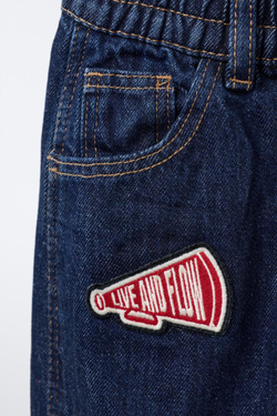 ZARA ДЖИНСЫ BAGGY С НАШИВКАМИ, СИНИЙ