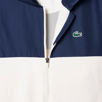 Мужская теннисная кофта Lacoste Water-Repellent Hooded - white/purple/navy blue