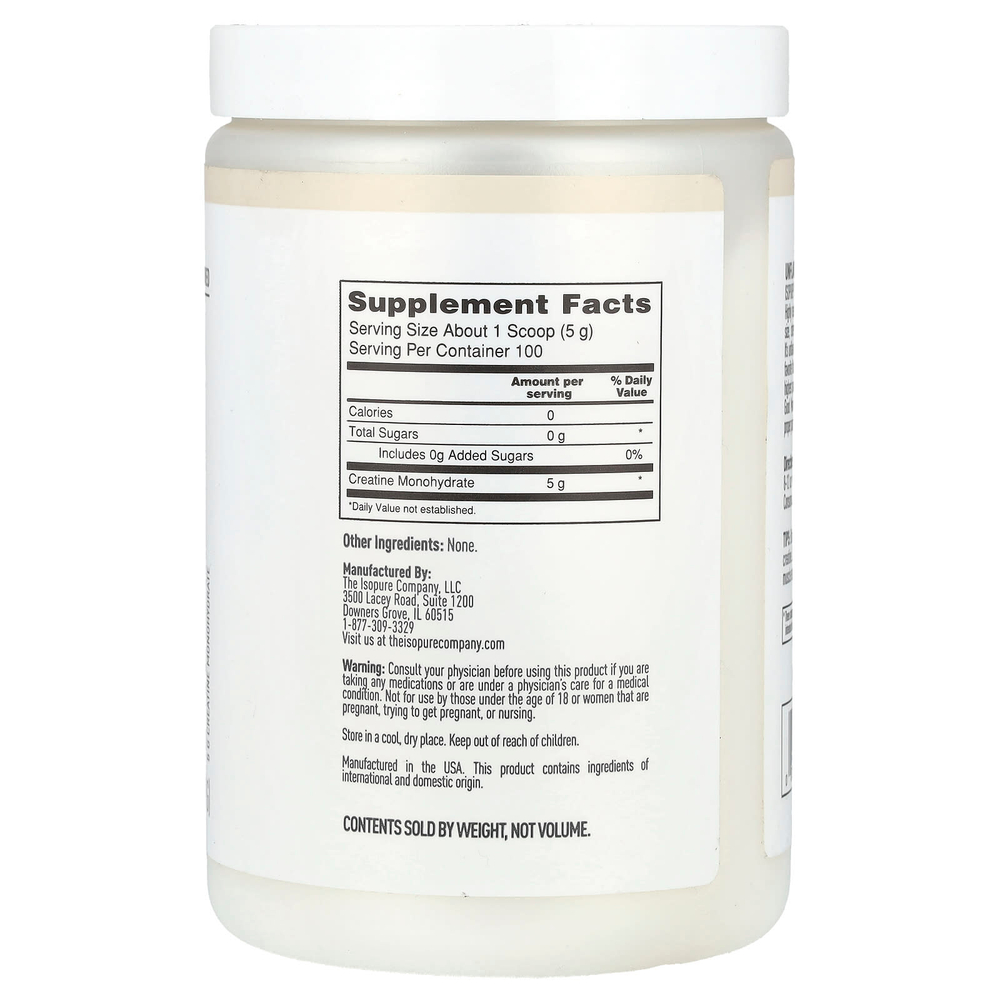 Isopure, Моногидрат креатина, без добавок, 500 г (1,1 фунта)