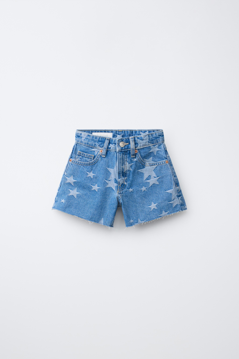 ZARA ДЖИНСОВЫЕ ШОРТЫ СО ЗВЕЗДАМИ, СИНИЙ
