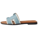 Hermes comfortable and simple one-word slippers women's blue, H241060Z CB