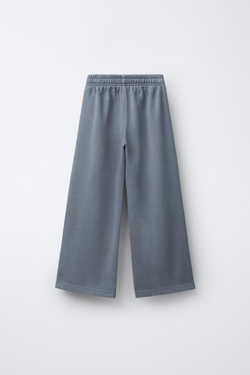 ZARA БРЮКИ WIDE LEG С ЭФФЕКТОМ ПОТЕРТОСТИ, ГОЛУБОЙ