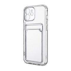Силиконовый чехол с визитницей - кармашком для карт Clear Card для iPhone 12 (Прозрачный)