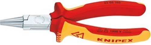 Круглогубцы VDE, губки d3х30 мм, L-160 мм, хром, двукомпонентные ручки