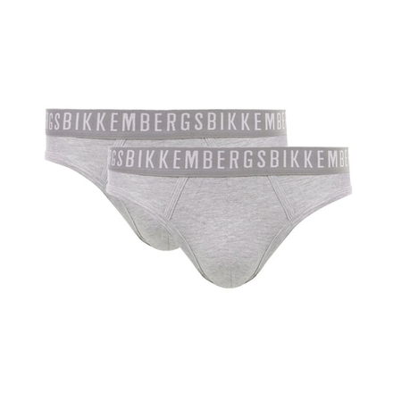 Мужские трусы брифы серые набор 2 в 1 Bikkembergs CLASSIC BKK1USP02BI/2