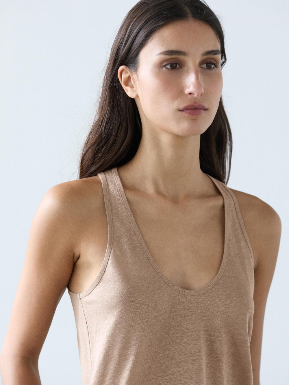 Massimo Dutti Топ на бретелях из 100% льна, дымчатый