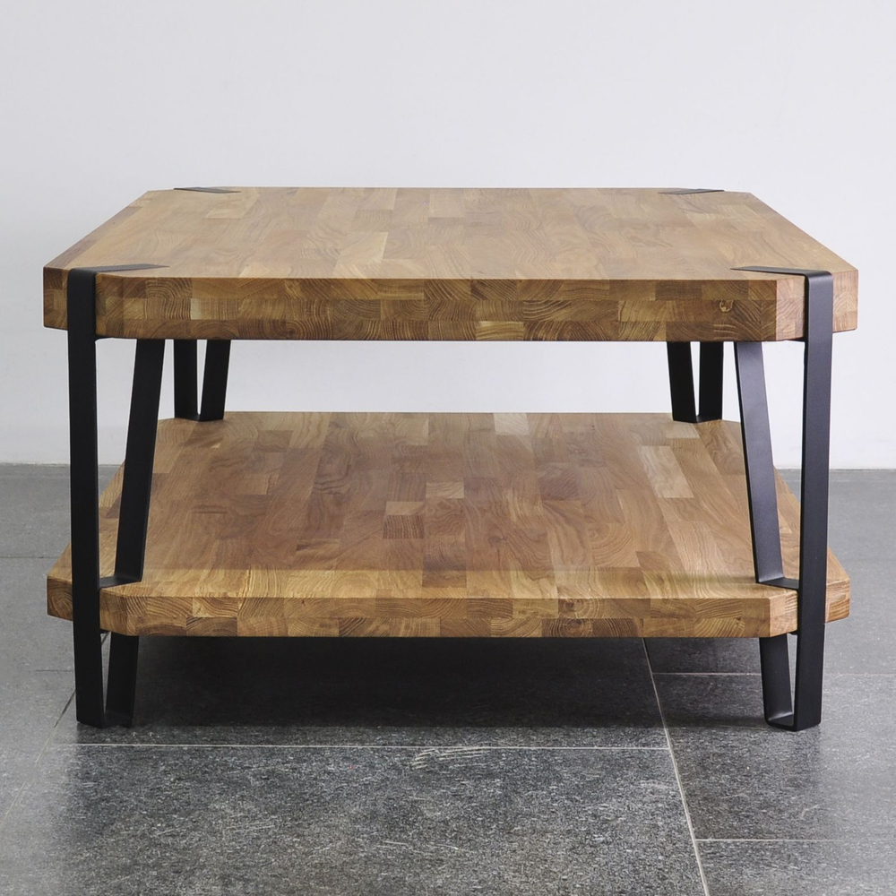 Стол журнальный лофт Флеверс, массив дуба, металл