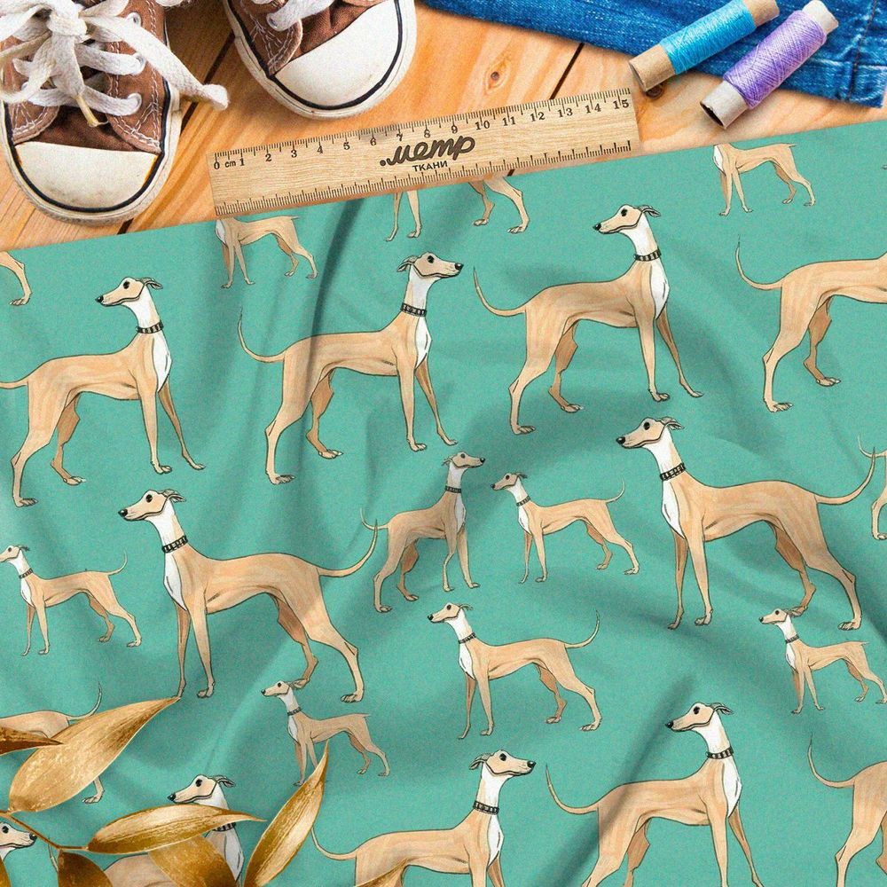 Ткань премиум мембрана охотничьи псы на зеленом