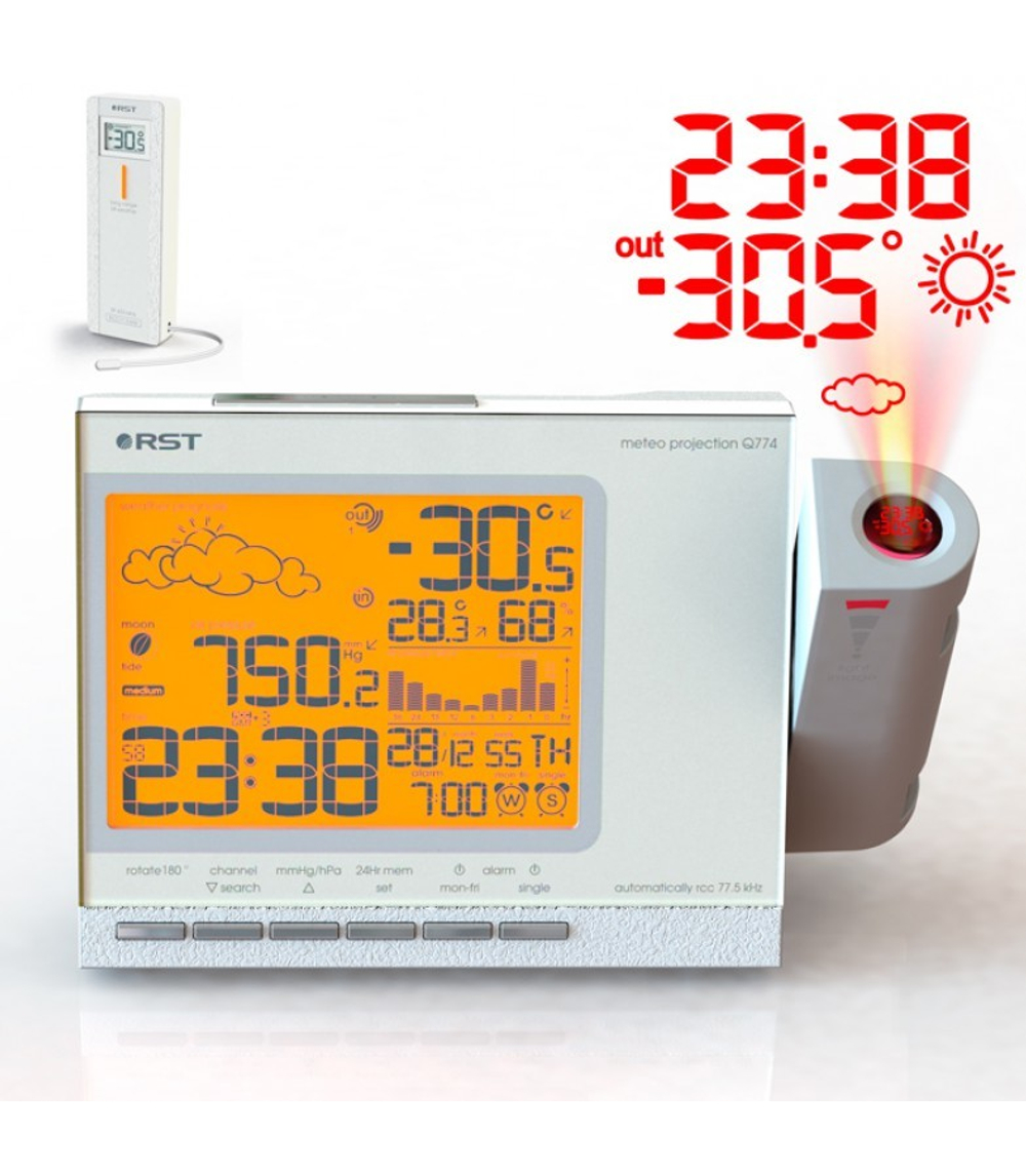 Проекционная метеостанция с дистанционным терморадиодатчиком Meteo projection Q774