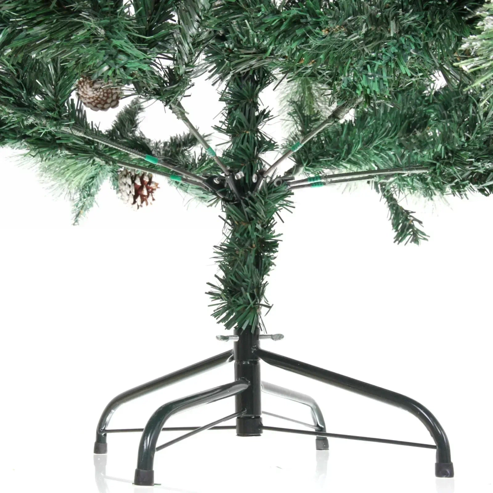 Ёлка «Кристальная» 180 см, Леска+ПВХ, шишки,белое напыление (700 веток)